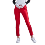 GoPlayer レディース ストレッチ ゴルフ パンツ レッド