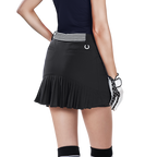 GoPlayer レディース 伸縮性ウエスト ゴルフスカート (ブラック)