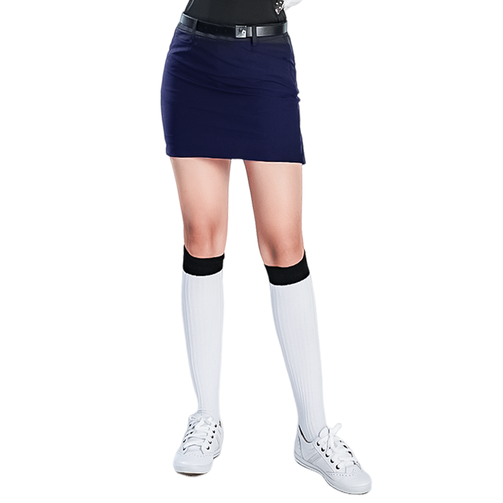 GoPlayer Women's Elastic Waist Golf Skirt (Navy Blue)