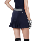 GoPlayer Women's Elastic Waist Golf Skirt (Navy Blue)