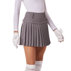 GoPlayer Women's Golf Elastic Waist Pleated Skirt (Gray)