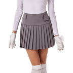 GoPlayer Women's Golf Elastic Waist Pleated Skirt (Gray)