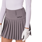 GoPlayer Women's Golf Elastic Waist Pleated Skirt (Gray)