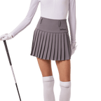 GoPlayer Women's Golf Elastic Waist Pleated Skirt (Gray)