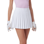 GoPlayer Ladies' Elastic High-Waisted Pleated Skirt (White)