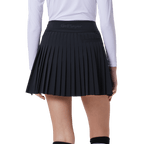 GoPlayer Ladies' Elastic High-Waisted Pleated Skirt (Black)