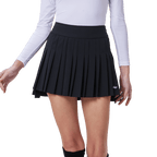 GoPlayer Ladies' Elastic High-Waisted Pleated Skirt (Black)