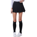 GoPlayer Ladies' Elastic High-Waisted Pleated Skirt (Black)