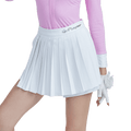 GoPlayer Women's Golf Fake Two-Piece Pleated Pants Skirt (White)