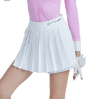 GoPlayer Women's Golf Fake Two-Piece Pleated Pants Skirt (White)
