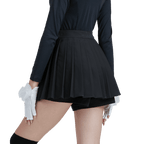 GoPlayer レディース ゴルフ フェイク ツーピース プリーツ パンツ スカート (ブラック)