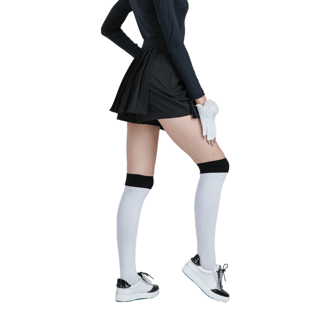 GoPlayer レディース ゴルフ フェイク ツーピース プリーツ パンツ スカート (ブラック)