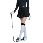 GoPlayer レディース ゴルフ フェイク ツーピース プリーツ パンツ スカート (ブラック)