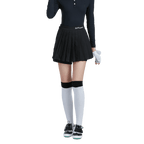 GoPlayer レディース ゴルフ フェイク ツーピース プリーツ パンツ スカート (ブラック)