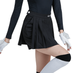 GoPlayer レディース ゴルフ フェイク ツーピース プリーツ パンツ スカート (ブラック)