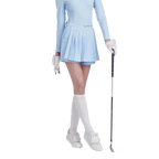 GoPlayer Women's Golf Fake Two-piece Pleated Pants Skirt (Light Blue)