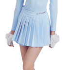GoPlayer Women's Golf Fake Two-piece Pleated Pants Skirt (Light Blue)