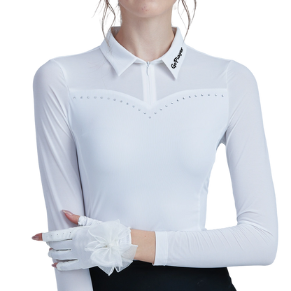 GoPlayer Women's Golf Long Sleeve Sun Protection Sleeve Sleeves (White)