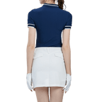 GoPlayer女輕薄超彈短袖上衣(深藍)