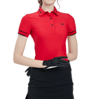 GoPlayer Women's Golf Ultra-Stretch Short-Sleeve Top (Red)