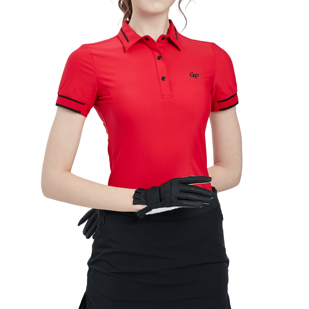 GoPlayer女輕薄超彈短袖上衣(紅)