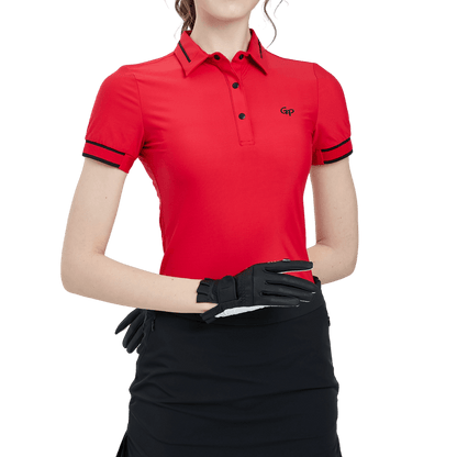 GoPlayer Women's Golf Ultra-Stretch Short-Sleeve Top (Red)