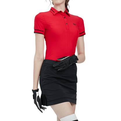 GoPlayer Women's Golf Ultra-Stretch Short-Sleeve Top (Red)