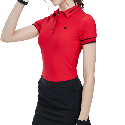 GoPlayer Women's Golf Ultra-Stretch Short-Sleeve Top (Red)