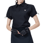 GoPlayer Women's Loose Fit Short Sleeve Top (Black)