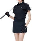 GoPlayer Women's Loose Fit Short Sleeve Top (Black)