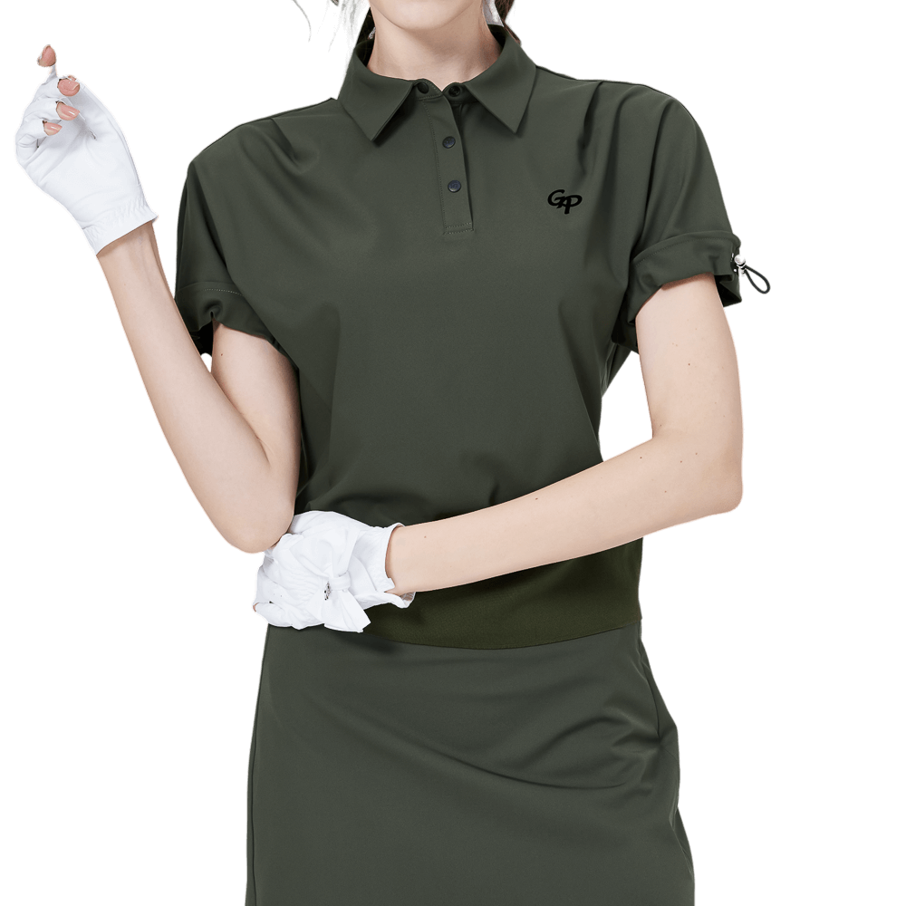 GoPlayer女寬鬆版短袖上衣(軍綠)