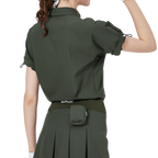 GoPlayer Women's Loose-fit Short-sleeved Top (Military Green)