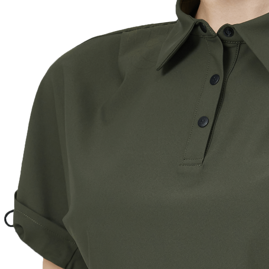 GoPlayer女寬鬆版短袖上衣(軍綠)