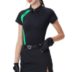GoPlayer Women's Golf Color Block Short-Sleeve T-Shirt (Black)