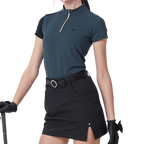 GoPlayer女立領高爾夫短袖(墨綠)