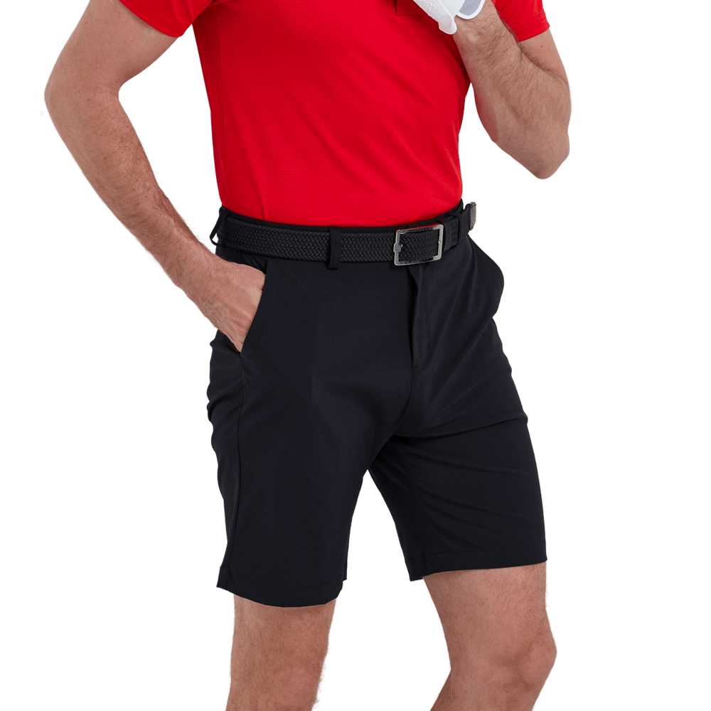 GoPlayer Men's Perforated Breathable Golf Shorts (Black)