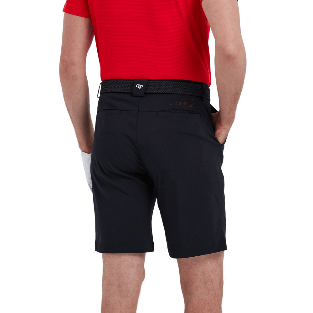 GoPlayer Men's Perforated Breathable Golf Shorts (Black)