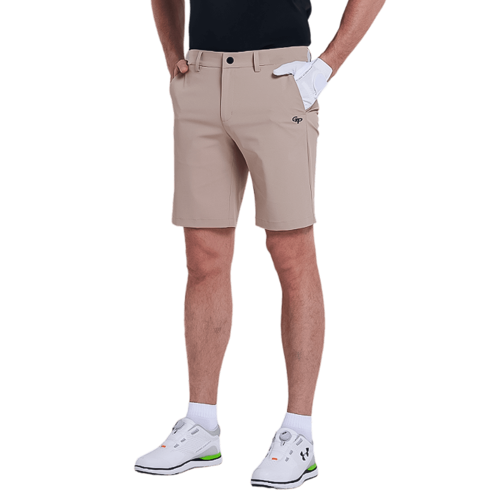 GoPlayer men's punched elastic golf shorts (light gray)