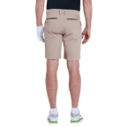 GoPlayer men's punched elastic golf shorts (light gray)