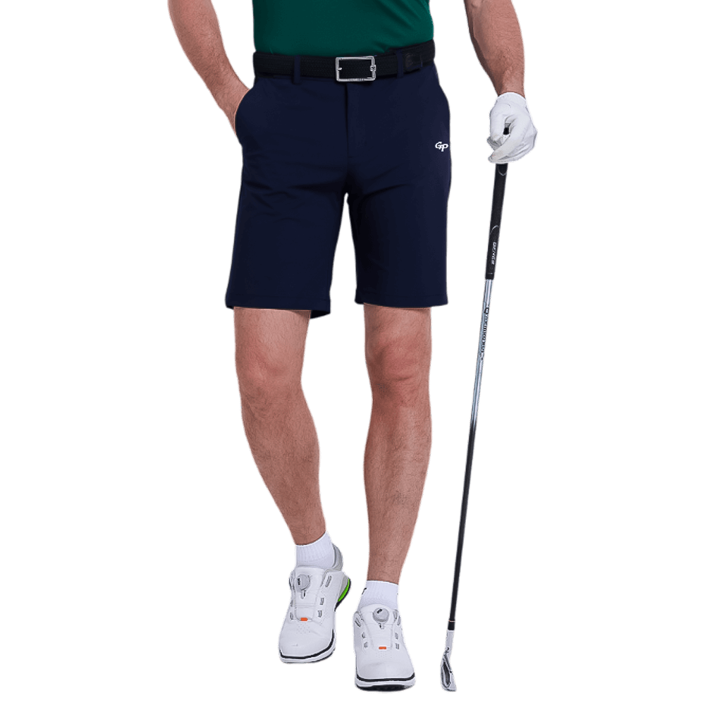 GoPlayer メンズ パンチング エラスティック ゴルフ ショーツ (ライト グレー)