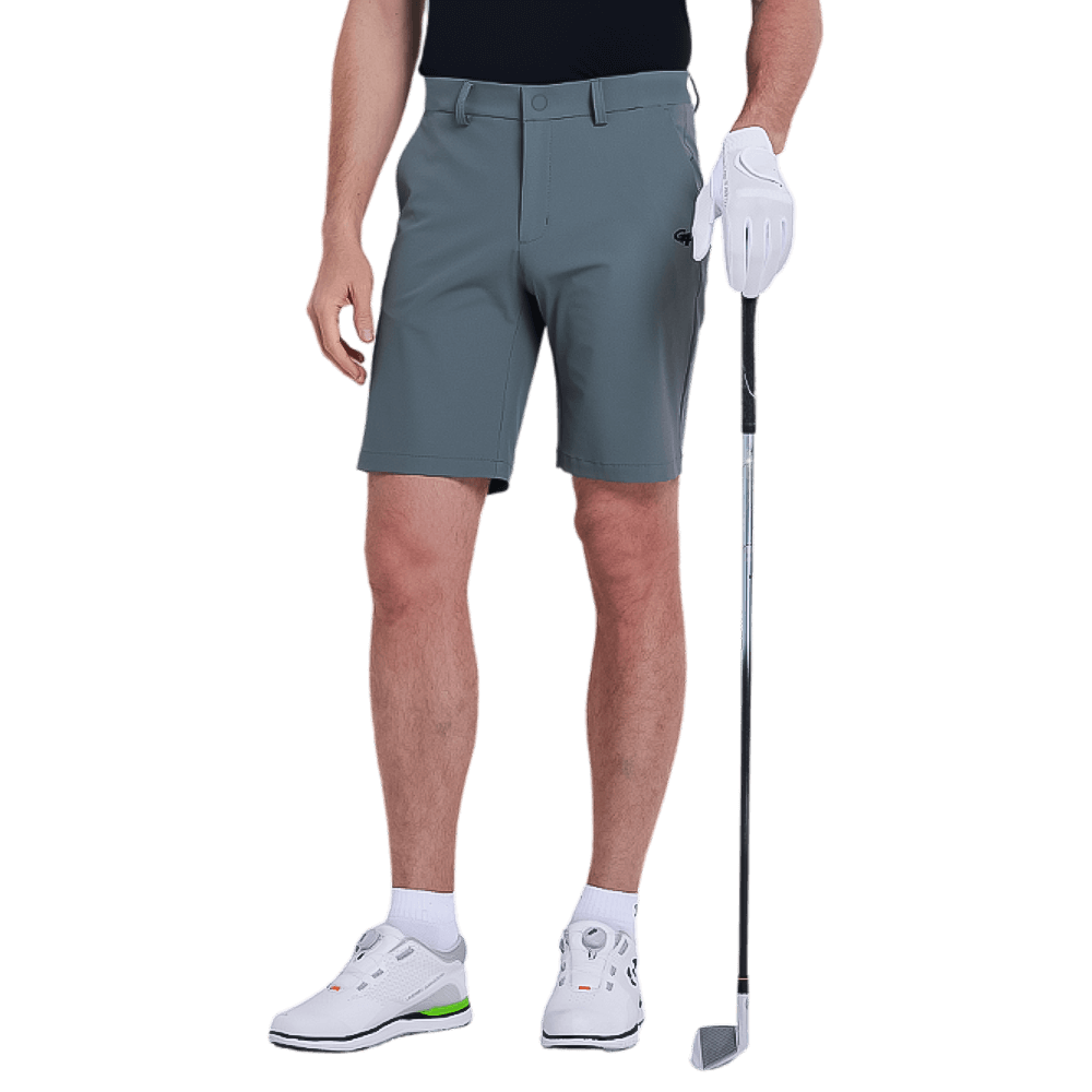 GoPlayer men's punched elastic golf shorts (light gray)