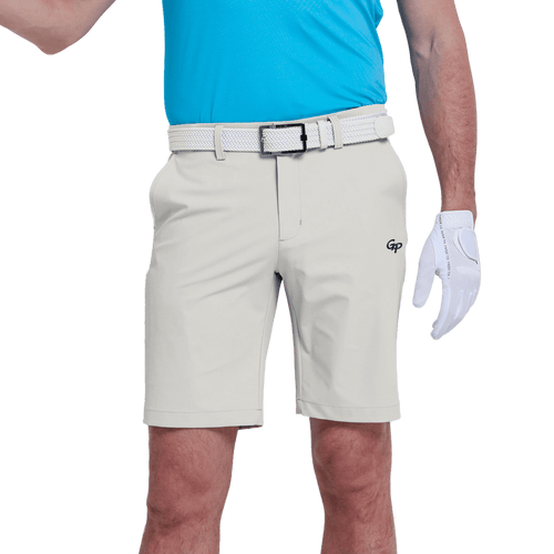 GoPlayer men's punched elastic golf shorts (light gray)