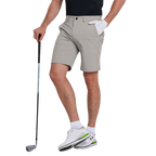 GoPlayer メンズ ゴムウエスト ゴルフ ショーツ (ライトグレー)