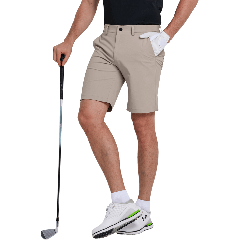 GoPlayer Men's Elastic Waist Golf Shorts (khaki)