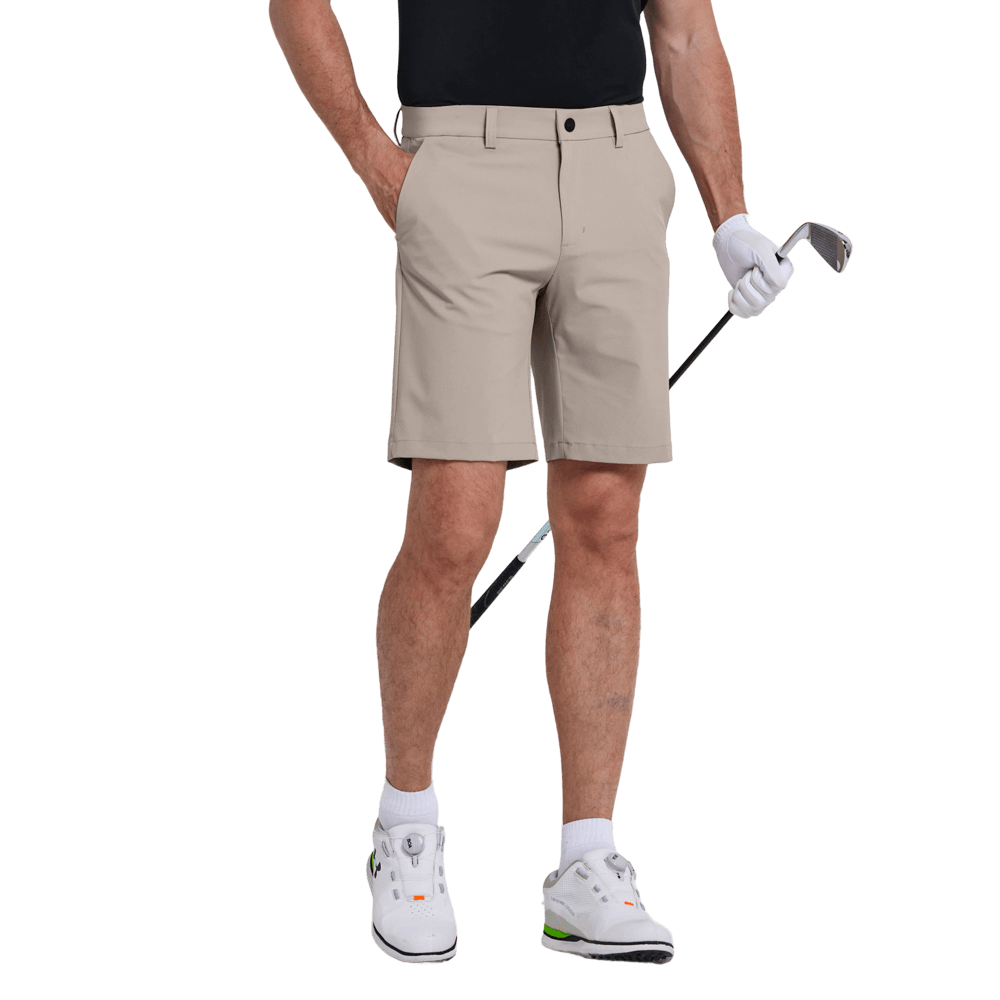 GoPlayer Men's Elastic Waist Golf Shorts (khaki)