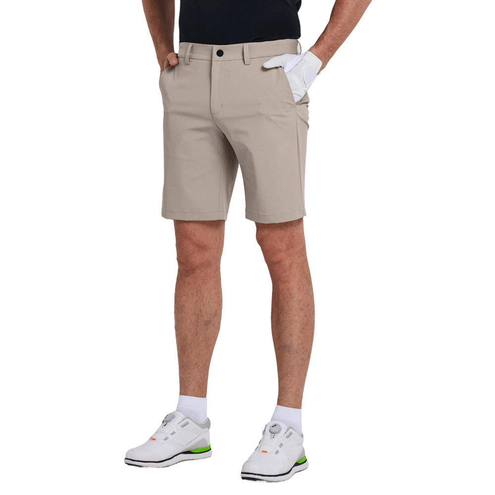 GoPlayer Men's Elastic Waist Golf Shorts (khaki)
