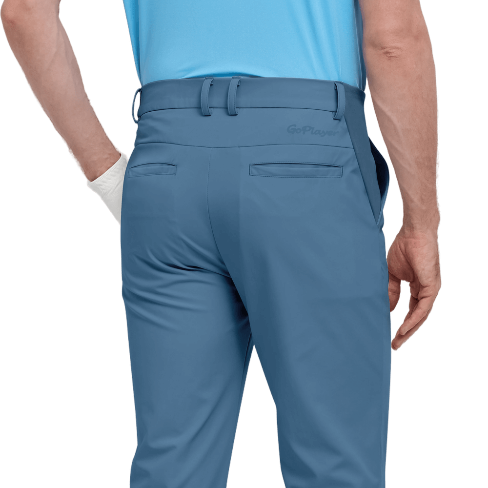 GoPlayer Men's Elastic Waist Golf Pants 2023 (Light Blue)