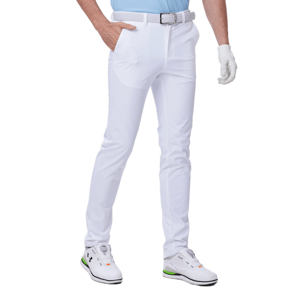 GoPlayer Men's Super Elastic Perforated Golf Trousers (White) 2024