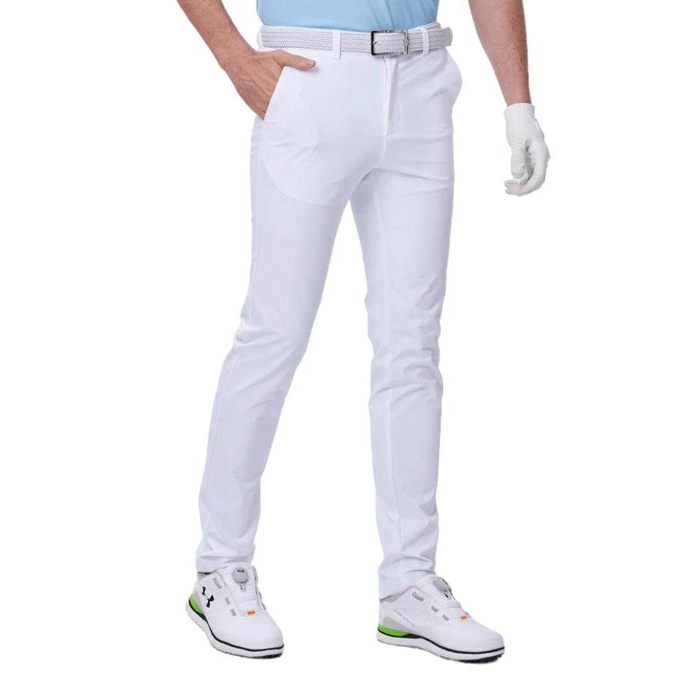 GoPlayer Men's Perforated Water-Repellent Golf Trousers (White) 2024