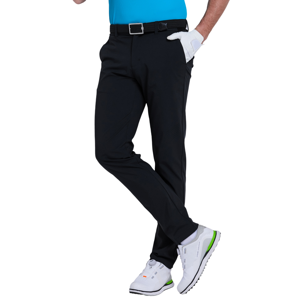 GoPlayer Men's Elastic Waist Punching Golf Pants (Black)